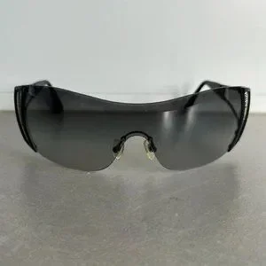 Versace 2058-B Black Rhinestone Cutout Shield Sunglasses Versace | Accessories | Versace 258b Black Rhinestone Cutout  main image 4